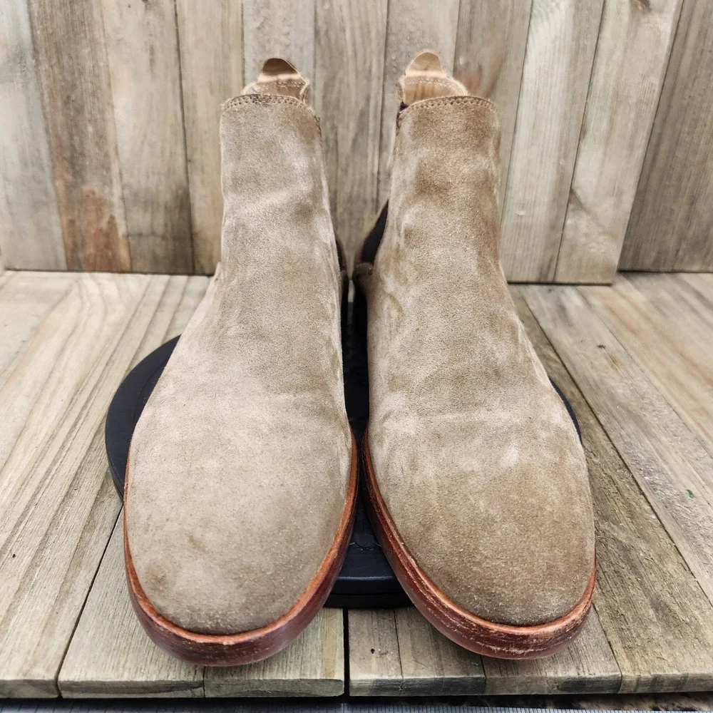 Hudson London Chelsea Boots Mens size 10 Tan Suede SER01 5863 Leather Sole